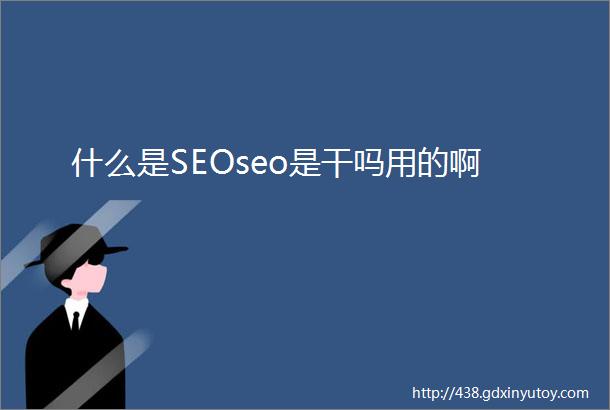 什么是SEOseo是干吗用的啊