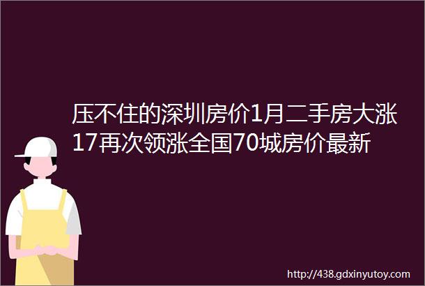 压不住的深圳房价1月二手房大涨17再次领涨全国70城房价最新出炉楼市迎开门红